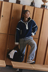 Mountain High Half Zip Fleece: Navy Combo