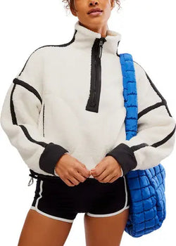 Mountain High Half Zip Fleece: White & Black