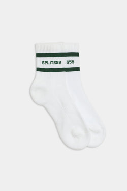 Logo Stripe Quarter Socks: Military