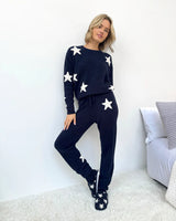 Fuzzy Sweater PJ Set : Navy
