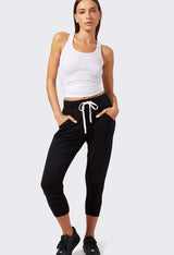 Reena 7/8 Fleece Sweatpant: Black